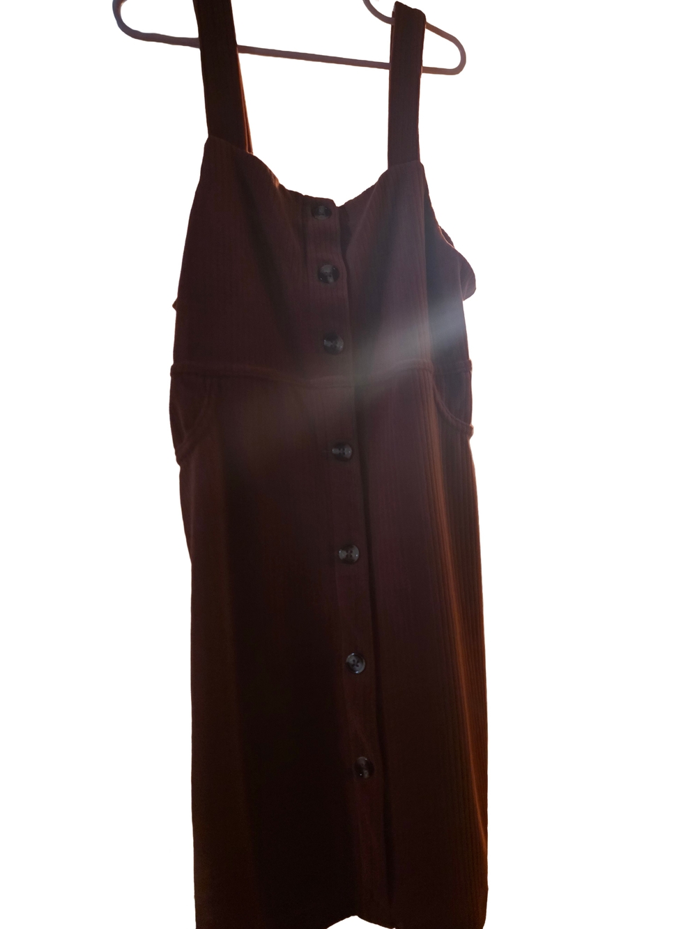 Girls' Brown Button-Front Casual Sundress with Wide Straps